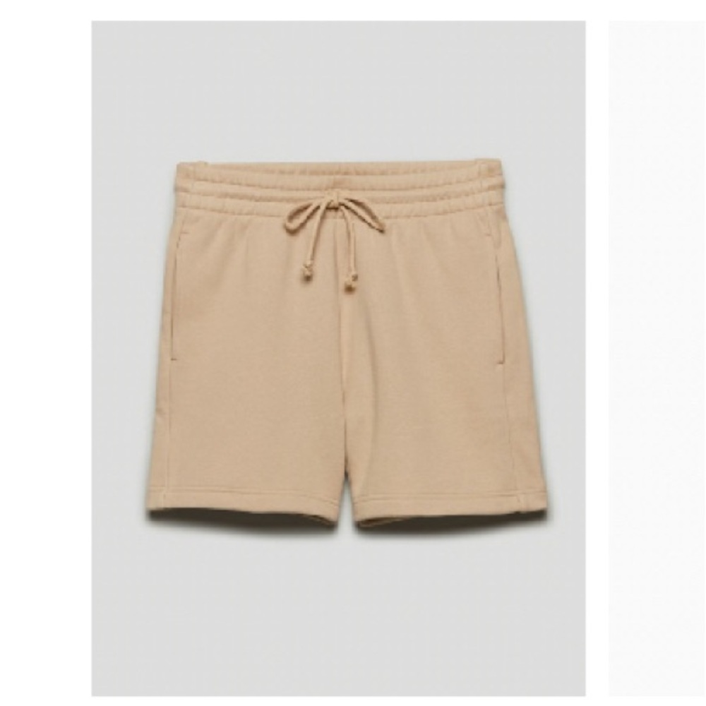 TNA Cozy Fleece Boyfriend Shorts in Tan